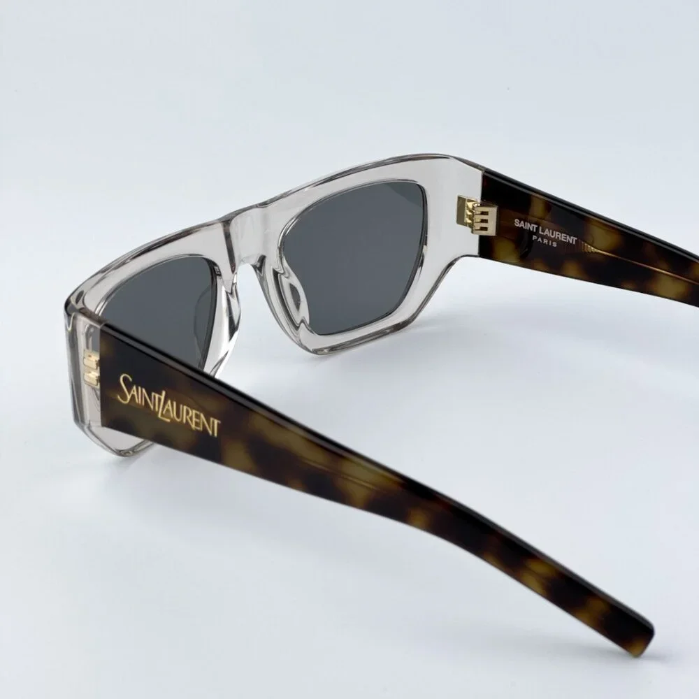 Saint Laurent SL740 003 BRAND NEW Sunglasses Beige Havana Silver Square …